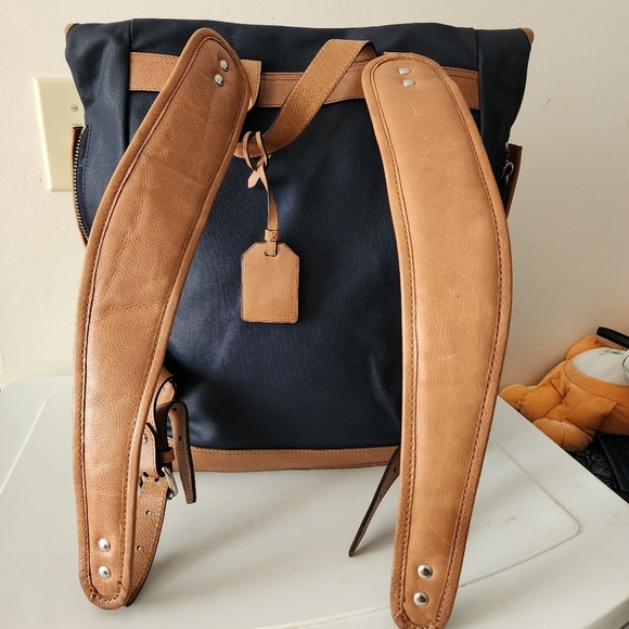 Cole Haan Navy Blue Marshall Canvas Leather Backpack - Picture 11 of 15